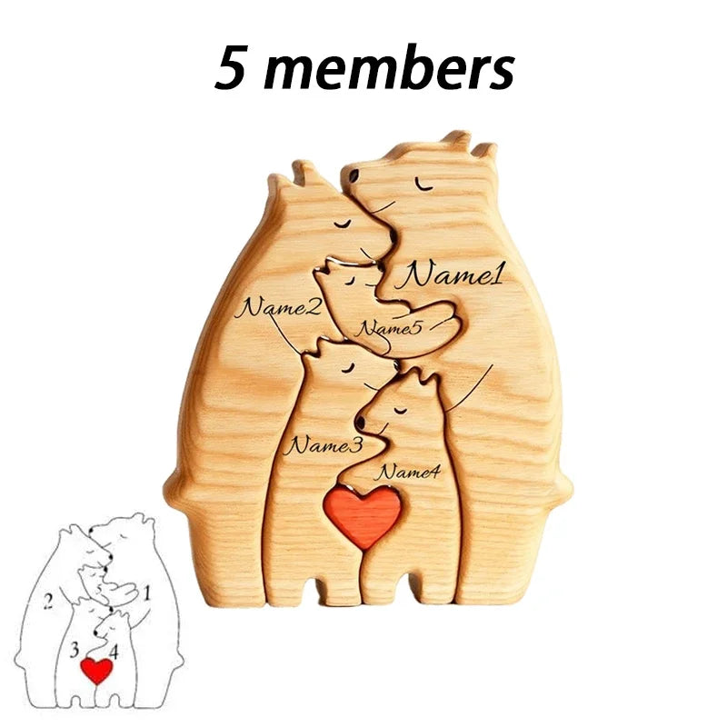 Personalised Wooden Bear Family Puzzle