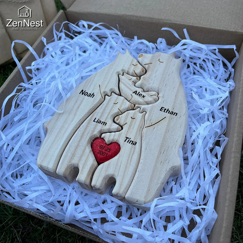 Personalised Wooden Bear Family Puzzle