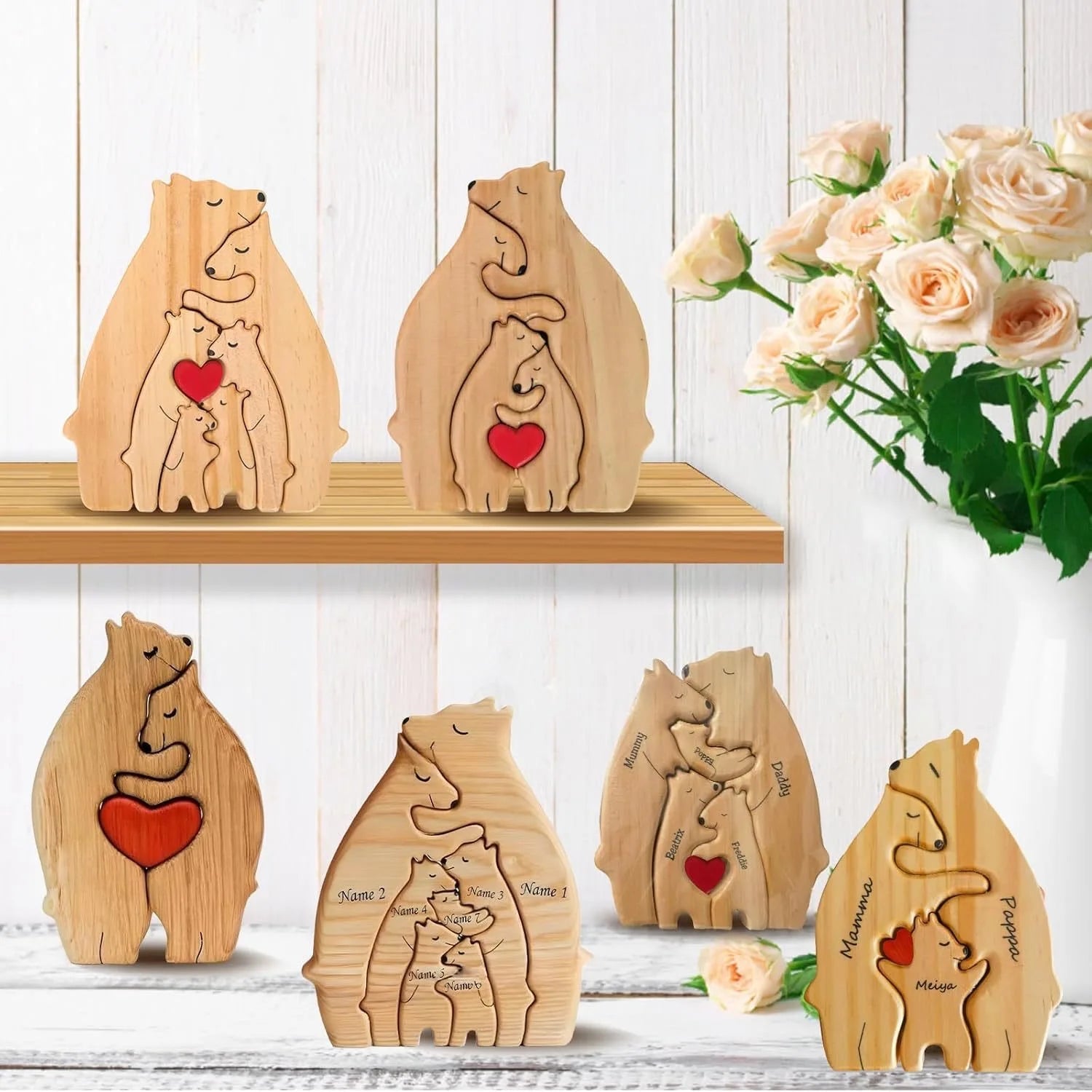 Personalised Wooden Bear Family Puzzle