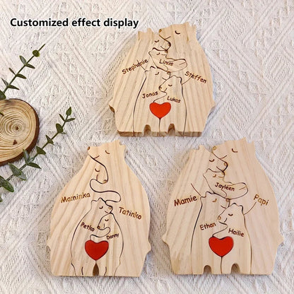 Personalised Wooden Bear Family Puzzle