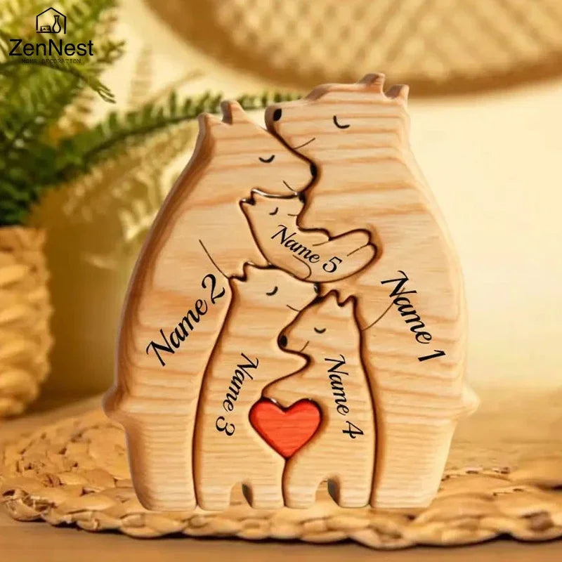 Personalised Wooden Bear Family Puzzle