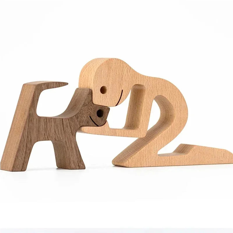 Personalised Wooden Human & Dog Figurine