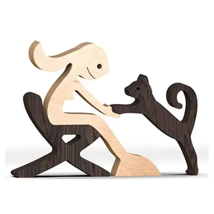 Personalised Wooden Human & Dog Figurine