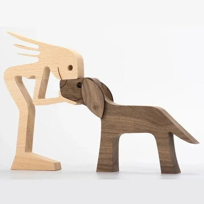 Personalised Wooden Human & Dog Figurine