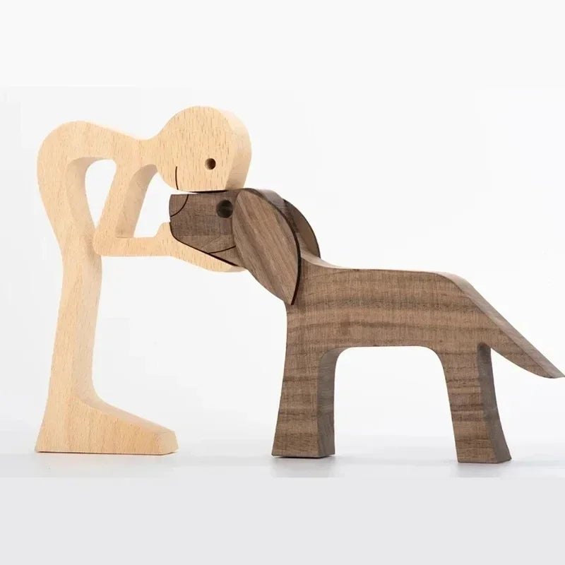 Personalised Wooden Human & Dog Figurine