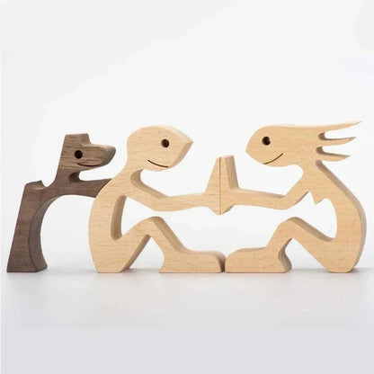 Personalised Wooden Human & Dog Figurine