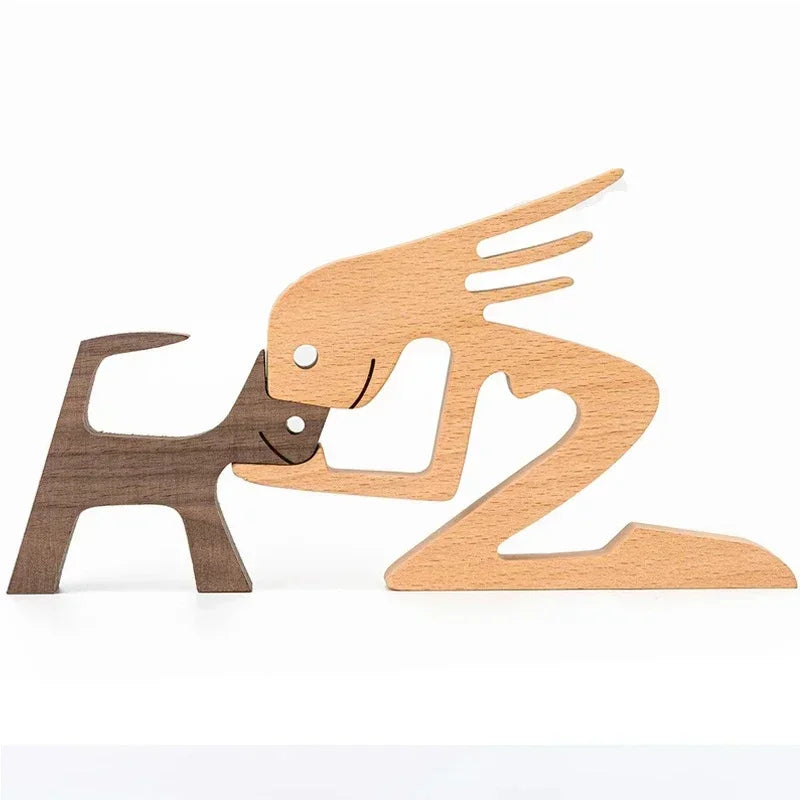 Personalised Wooden Human & Dog Figurine