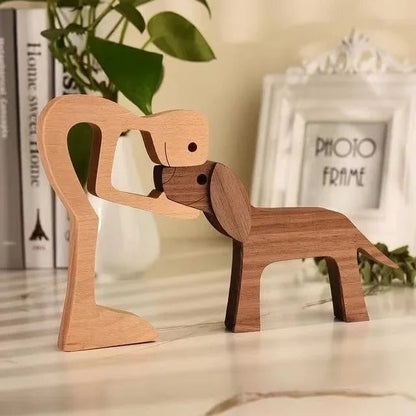 Personalised Wooden Human & Dog Figurine