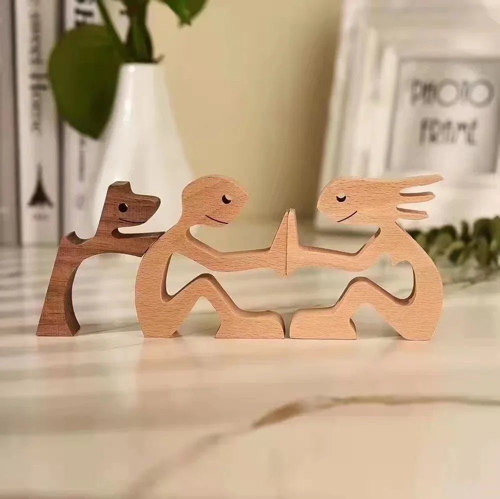 Personalised Wooden Human & Dog Figurine