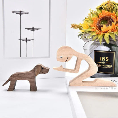 Personalised Wooden Human & Dog Figurine