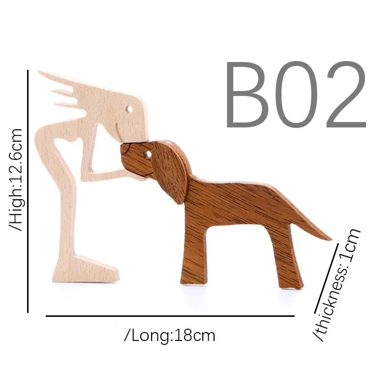 Personalised Wooden Human & Dog Figurine