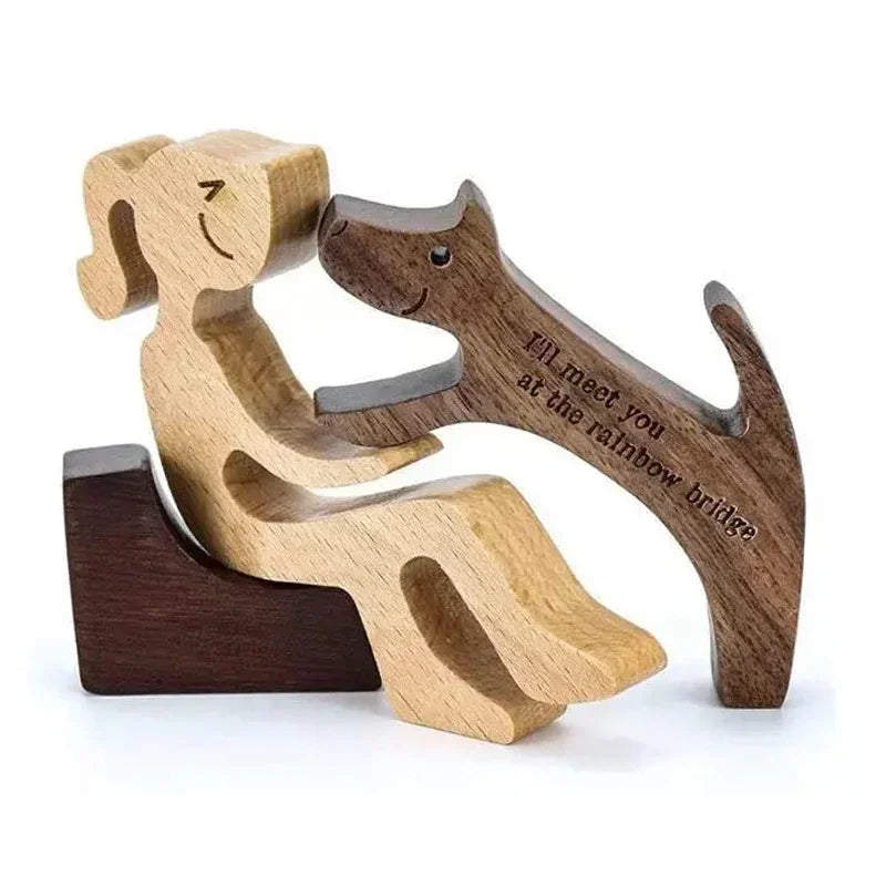 Personalised Wooden Human & Dog Figurine