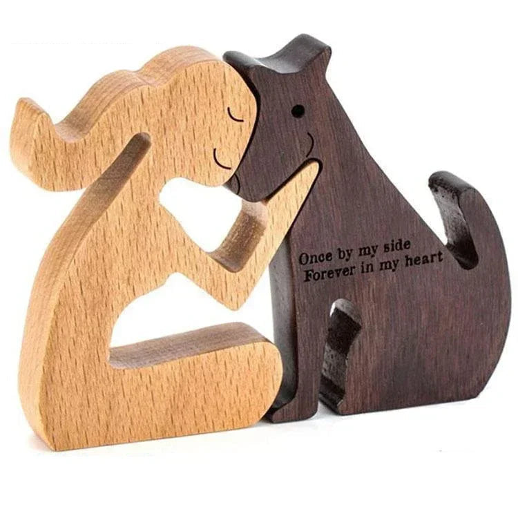 Personalised Wooden Human & Dog Figurine