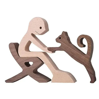 Personalised Wooden Human & Dog Figurine