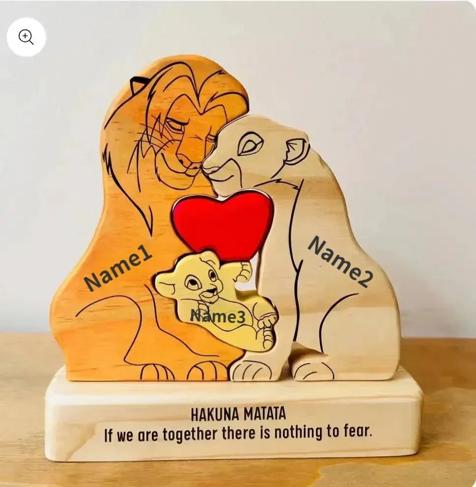 Personalised Wooden Lion Family Puzzle