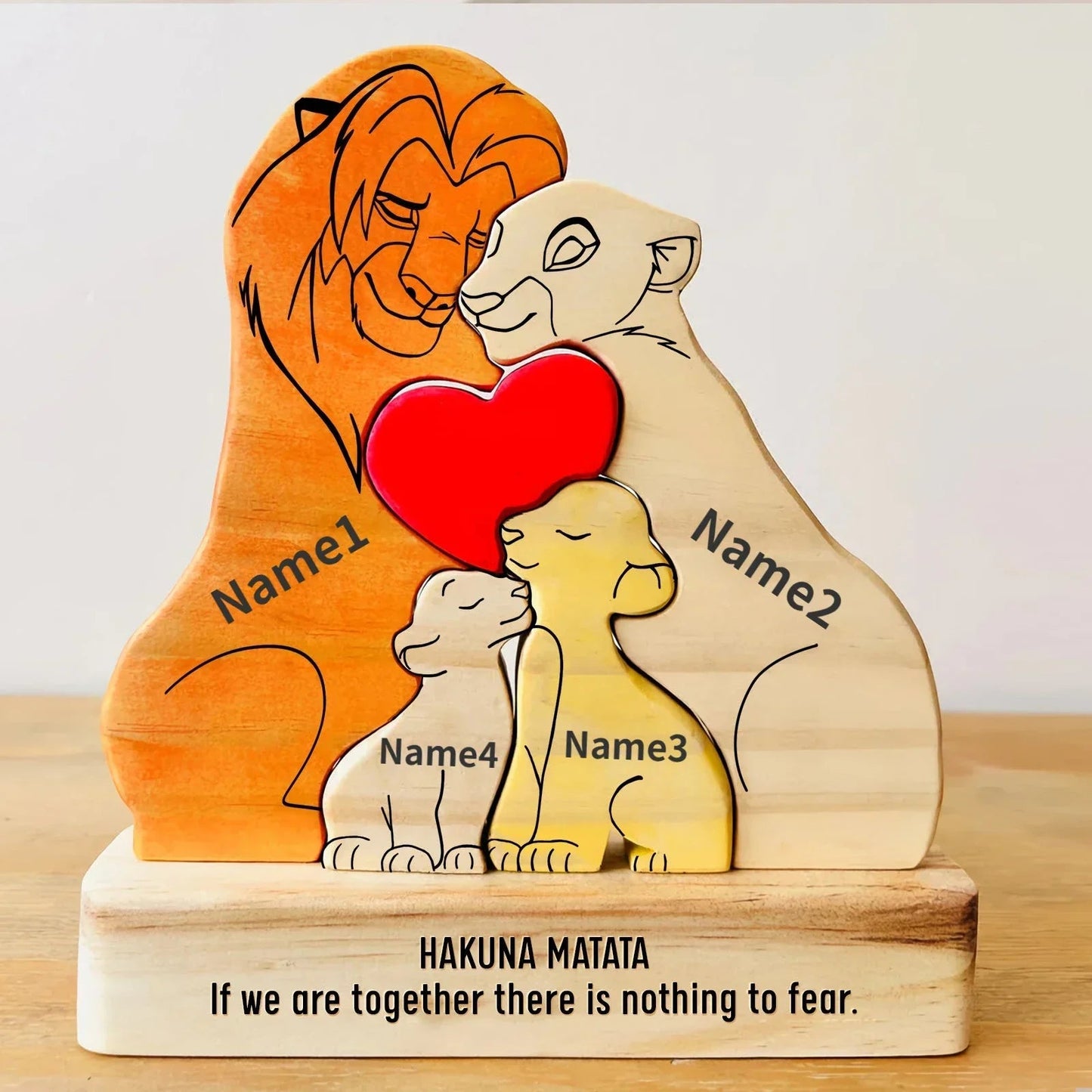 Personalised Wooden Lion Family Puzzle