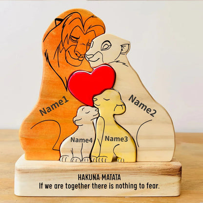 Personalised Wooden Lion Family Puzzle