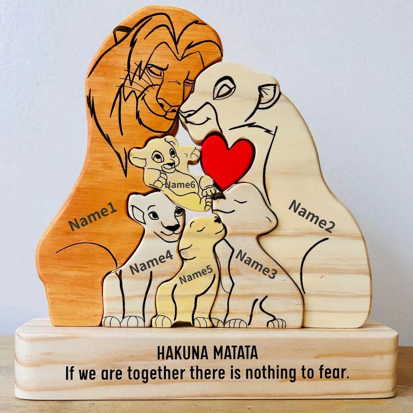 Personalised Wooden Lion Family Puzzle