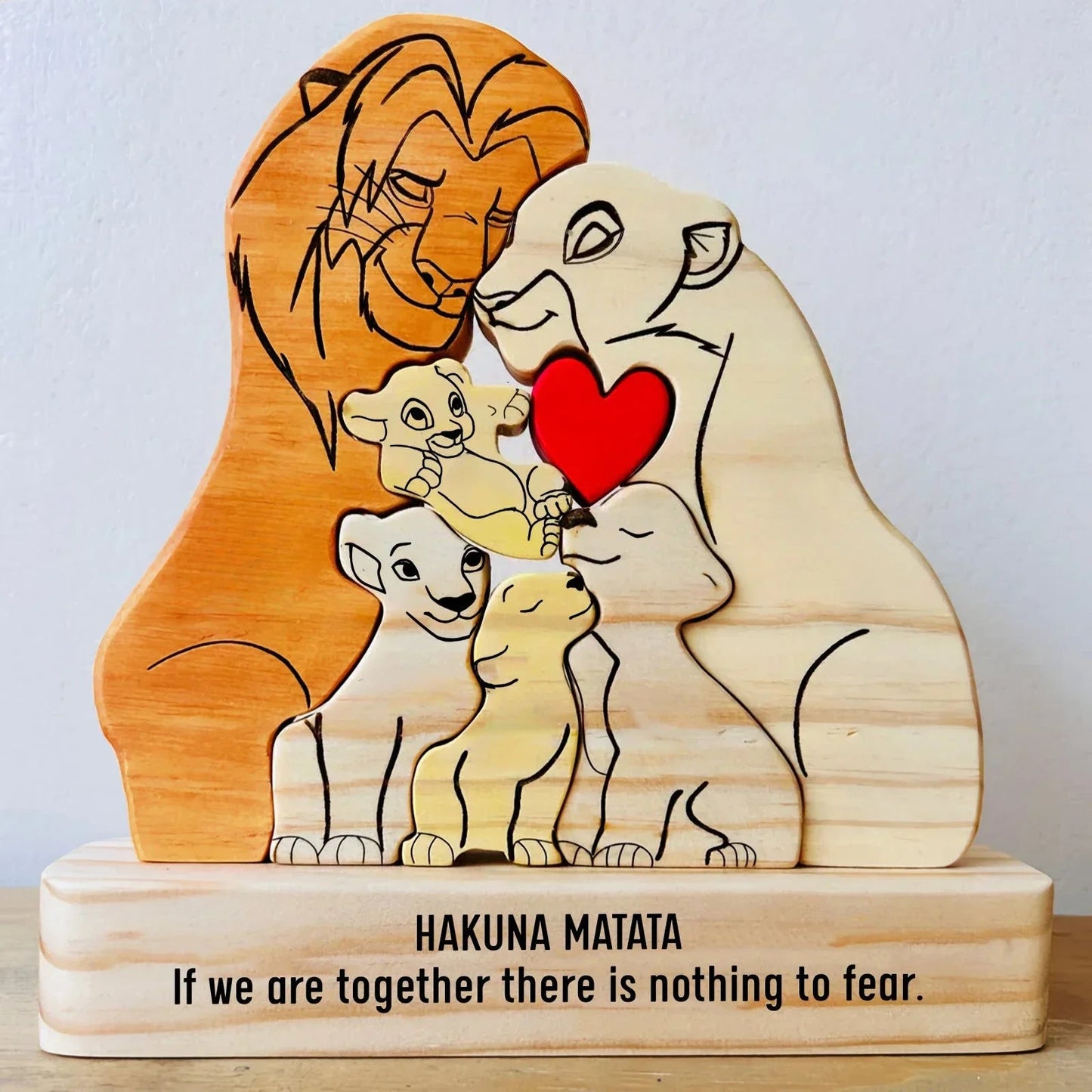 Personalised Wooden Lion Family Puzzle