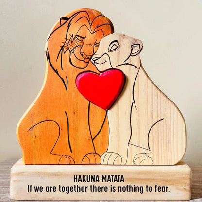 Personalised Wooden Lion Family Puzzle