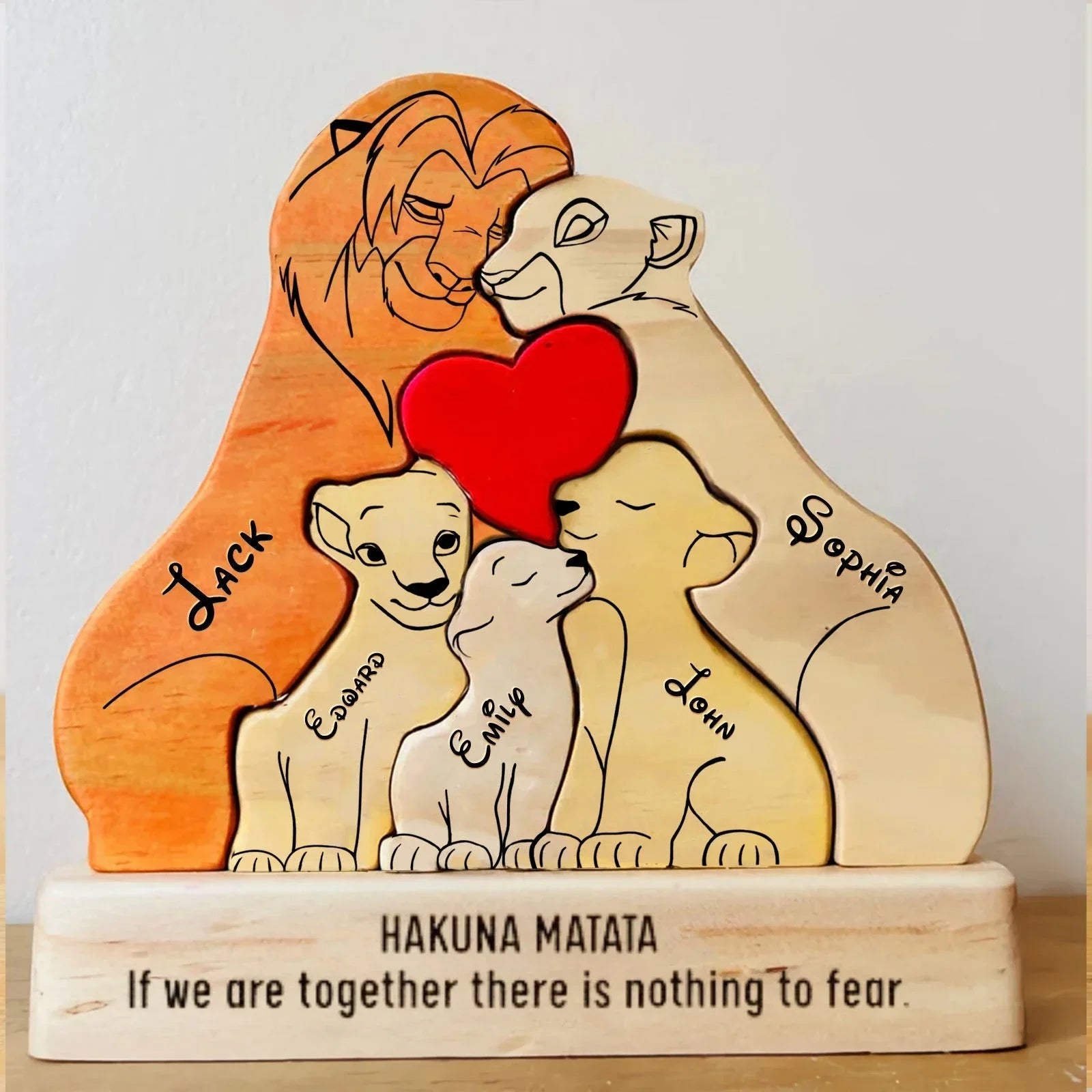 Personalised Wooden Lion Family Puzzle