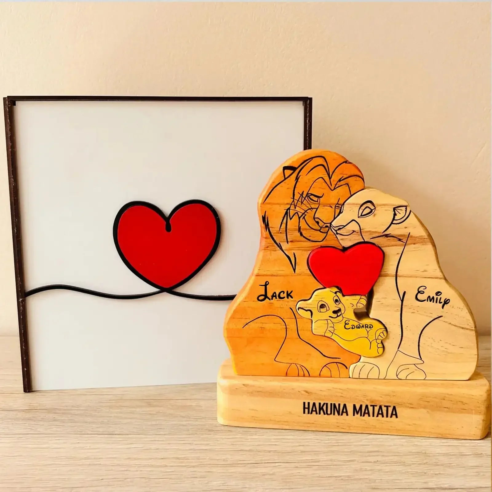 Personalised Wooden Lion Family Puzzle