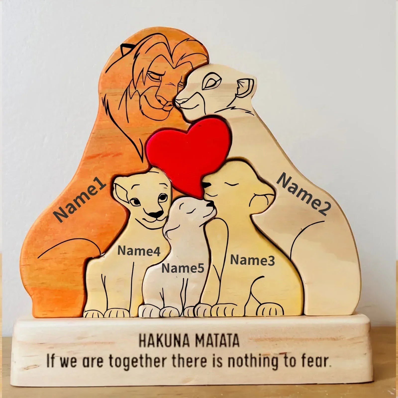 Personalised Wooden Lion Family Puzzle