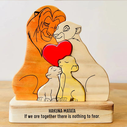 Personalised Wooden Lion Family Puzzle