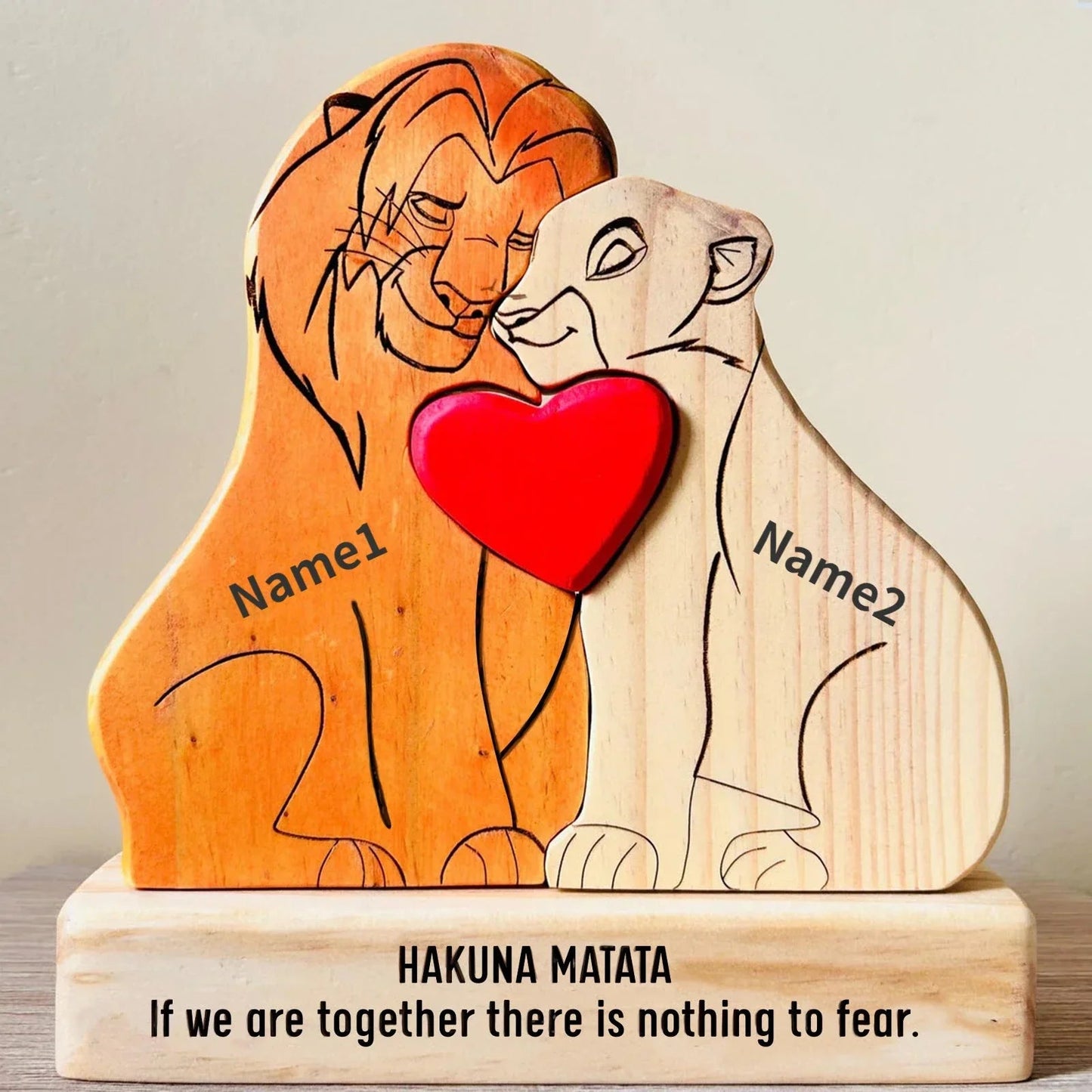 Personalised Wooden Lion Family Puzzle