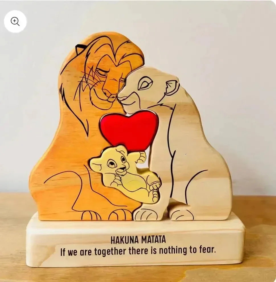 Personalised Wooden Lion Family Puzzle