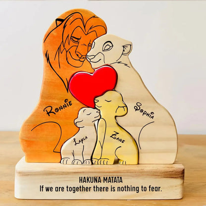 Personalised Wooden Lion Family Puzzle