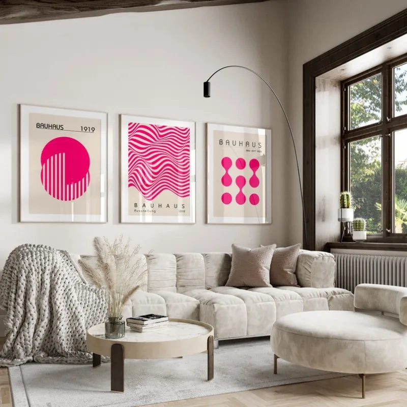 Pink Bauhaus Minimalist Wall Art