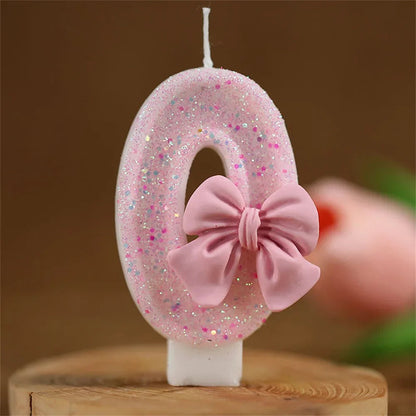 Pink Bow Birthday Candle Topper