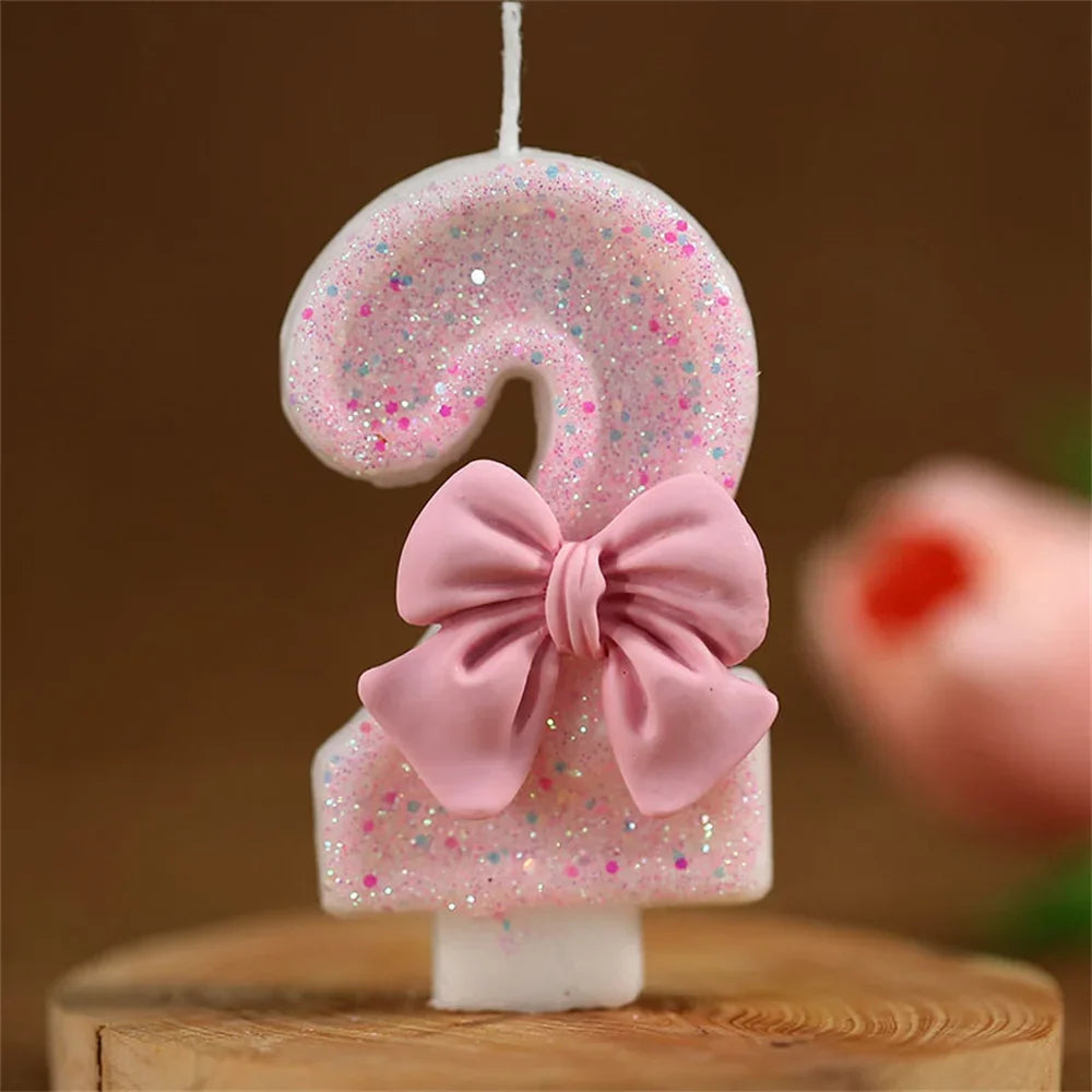 Pink Bow Birthday Candle Topper