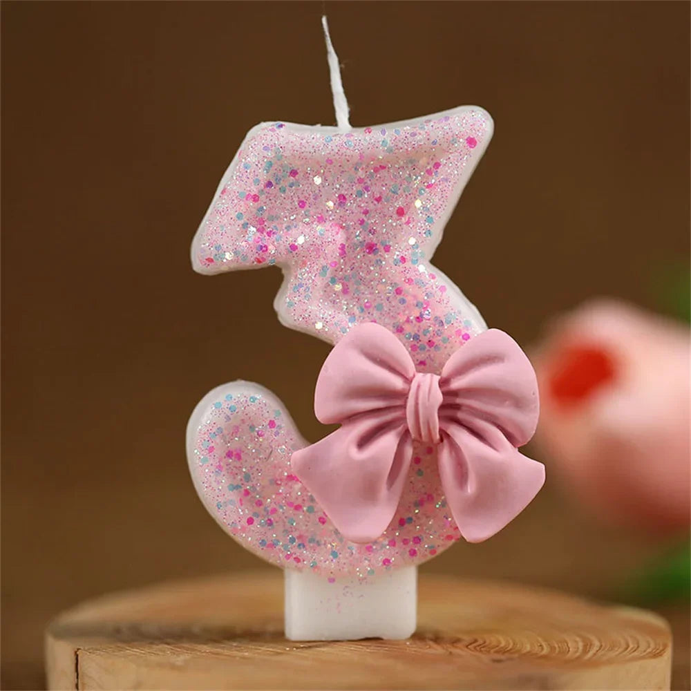 Pink Bow Birthday Candle Topper