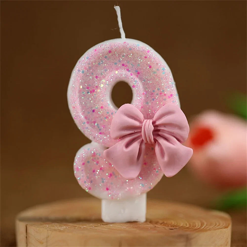 Pink Bow Birthday Candle Topper