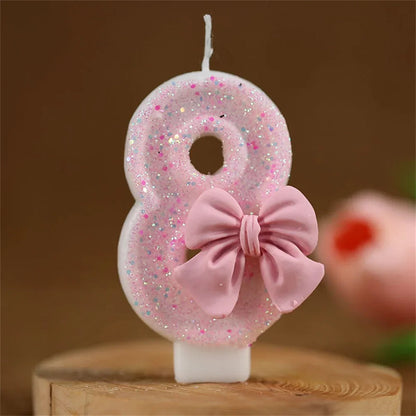 Pink Bow Birthday Candle Topper