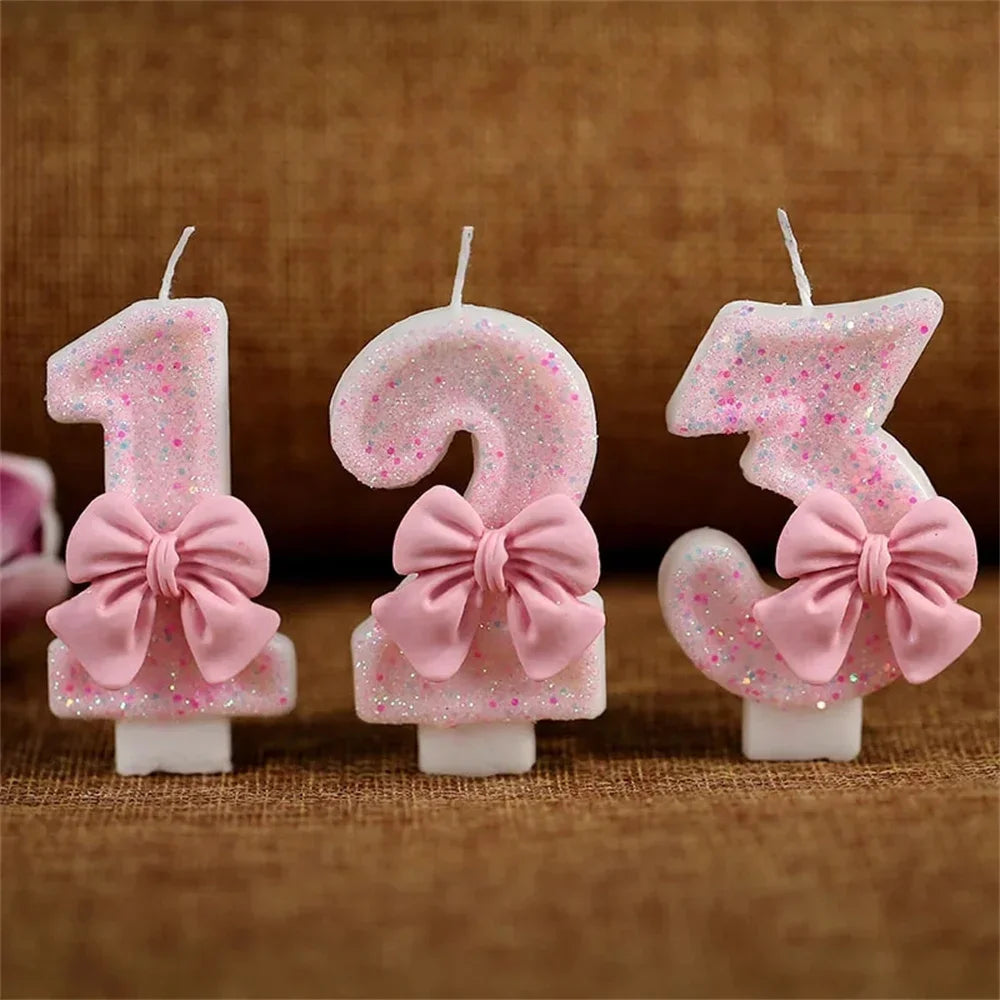 Pink Bow Birthday Candle Topper