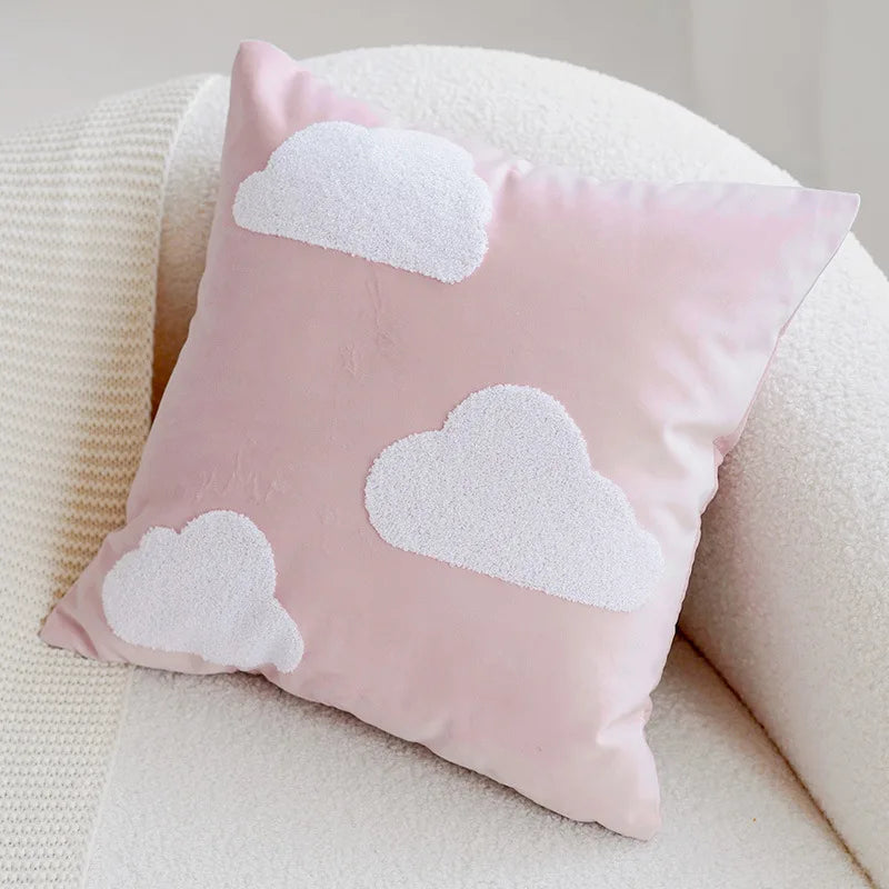 Pink Embroidered Polyester Pillowcase 45x45