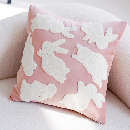 Pink Embroidered Polyester Pillowcase 45x45