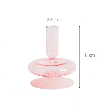 Pink Glass Taper Candle Holder