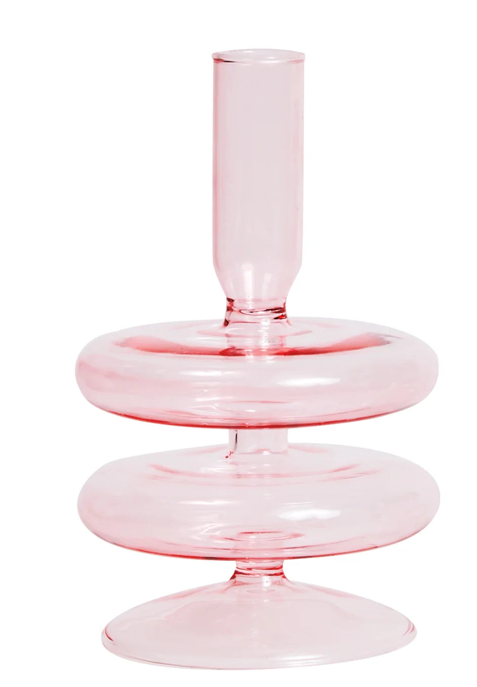 Pink Glass Taper Candle Holder