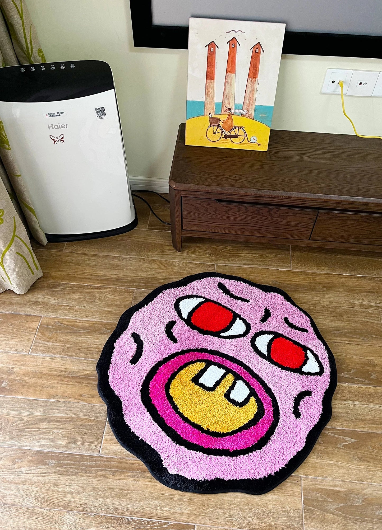 Pink Handmade Tufted Cherry Bomb Rug