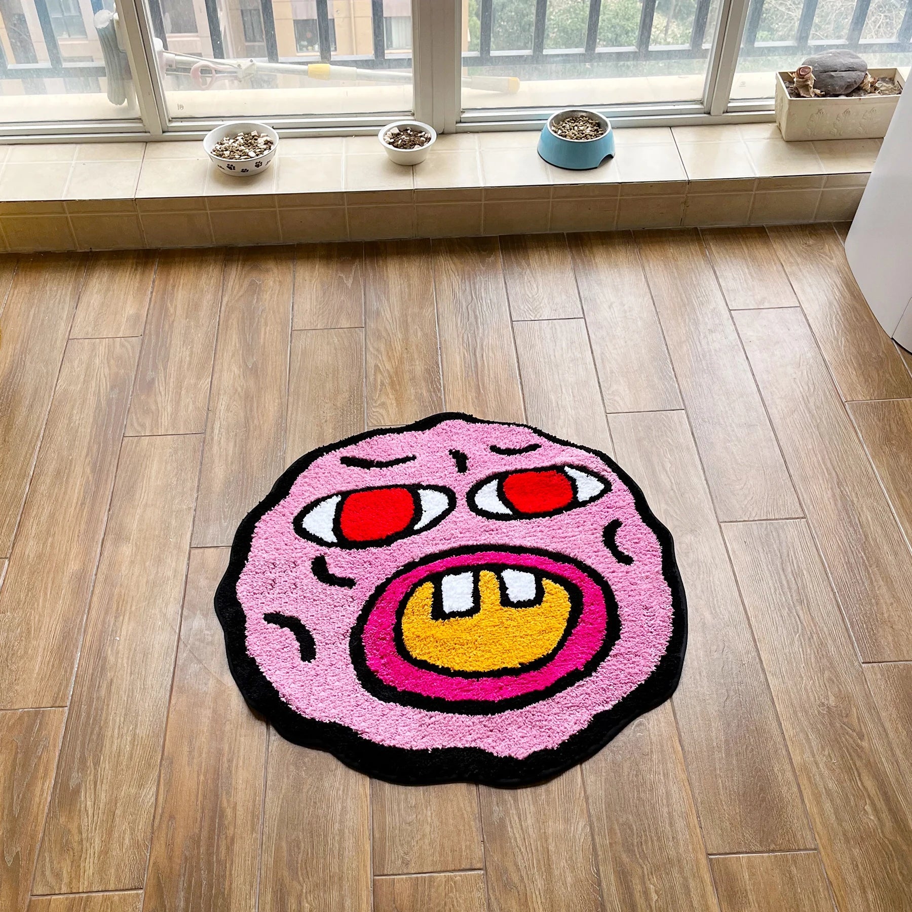 Pink Handmade Tufted Cherry Bomb Rug