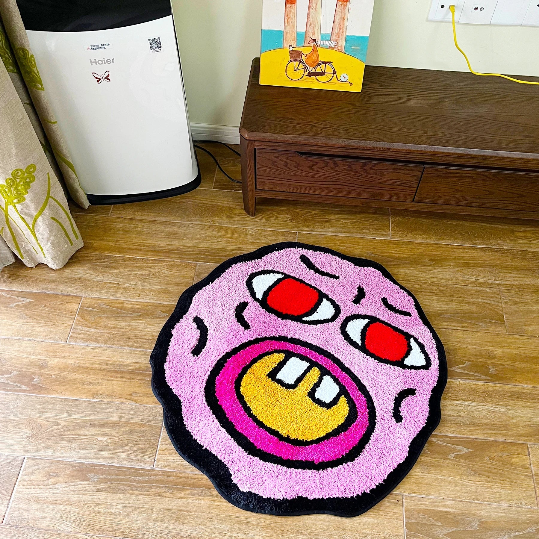 Pink Handmade Tufted Cherry Bomb Rug