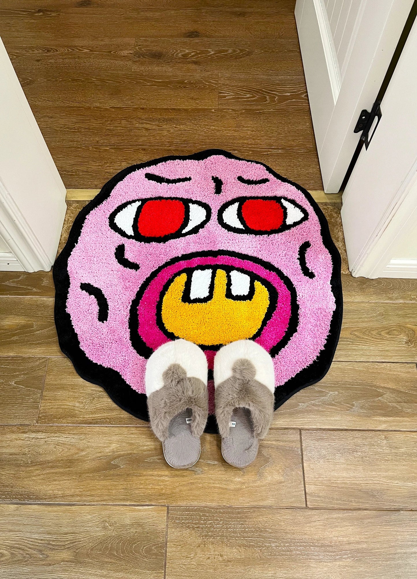 Pink Handmade Tufted Cherry Bomb Rug