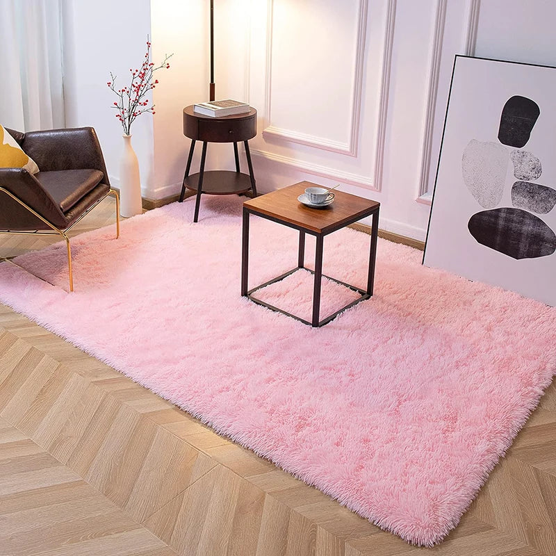 Pink Tie-Dye Fluffy Area Rug