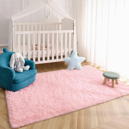 Pink Tie-Dye Fluffy Area Rug