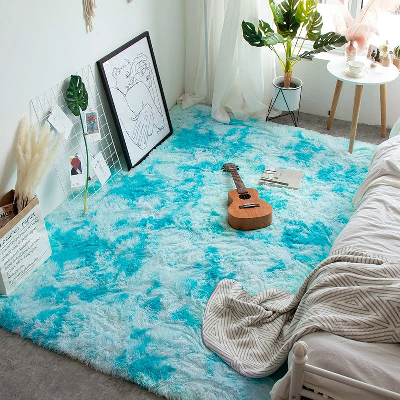 Pink Tie-Dye Fluffy Area Rug