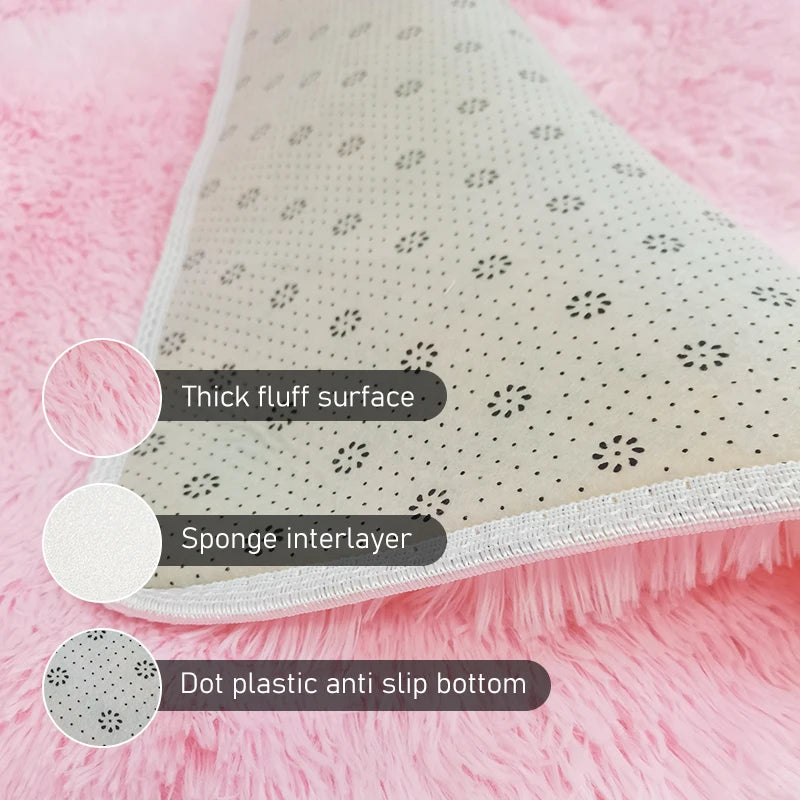 Pink Tie-Dye Fluffy Area Rug